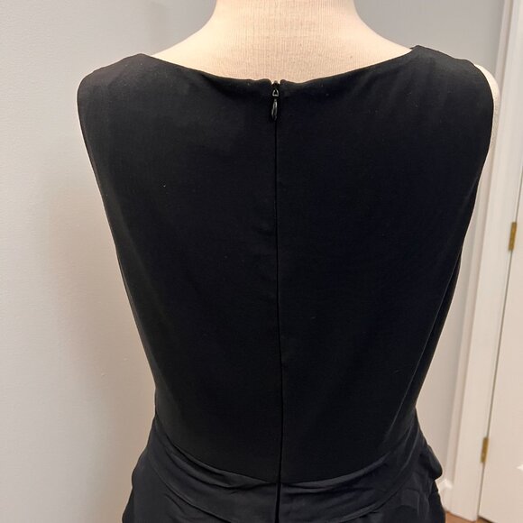 Adrianna Papell Black Tiered Hammered Satin Sheath Dress Sz 14 - Picture 12 of 12